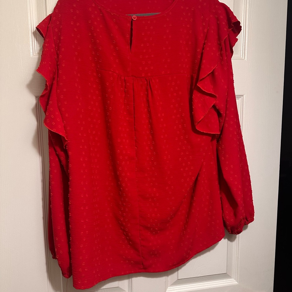 Red Ruffled Women's Top - Picture 7 of 7